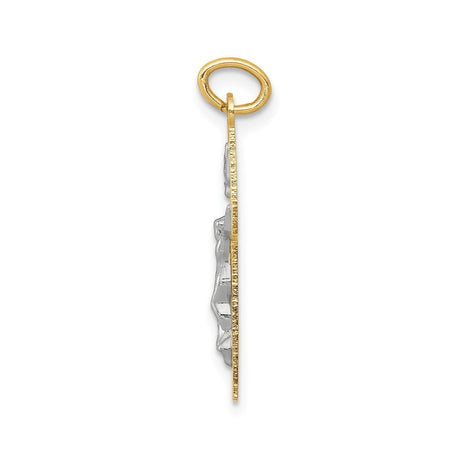 14k Multi-Tone Gold Crucifix Pendant, Latin Cross with INRI Detail, Christian Charm for Men and Women