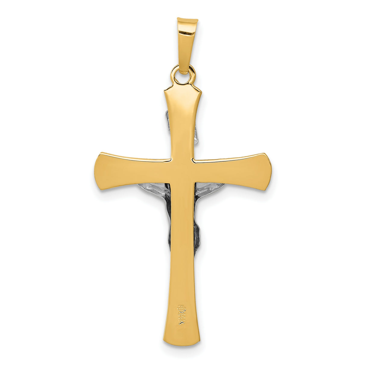 Rounded INRI Latin Crucifix Charm Pendant in Real 14k Multi-Tone Gold