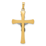 Rounded INRI Latin Crucifix Charm Pendant in Real 14k Multi-Tone Gold