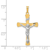 Rounded INRI Latin Crucifix Charm Pendant in Real 14k Multi-Tone Gold