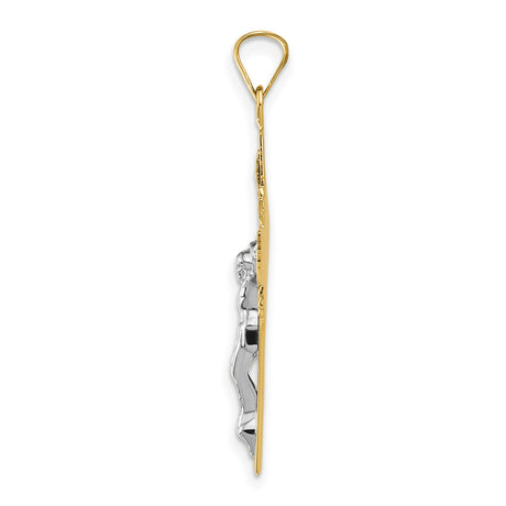14k Yellow and White Gold Crucifix Cross Pendant with INRI Detailing Religious Charm