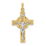 INRI Crucifix Charm Pendant in Real 14k Multi-Tone Gold