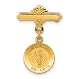 Saint John The Baptist Pray For Us Words Round Medal Pin Charm Pendant in Real 14k Yellow Gold