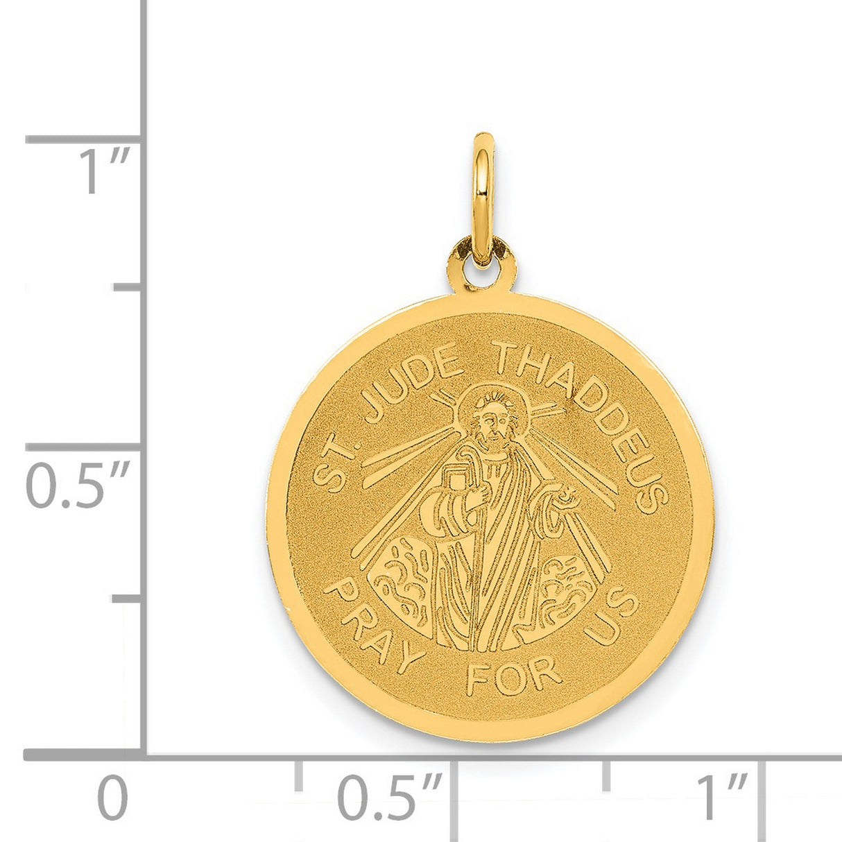 Saint Jude Thaddeus Pray For Us Words Charm Pendant in Real 14k Yellow Gold