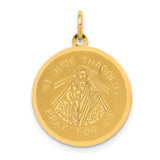 Saint Jude Thaddeus Pray For Us Words Charm Pendant in Real 14k Yellow Gold