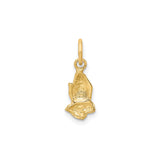 14k Yellow Gold Praying Hands Pendant, Christian Symbol of Faith and Devotion for Women or Unisex Wear