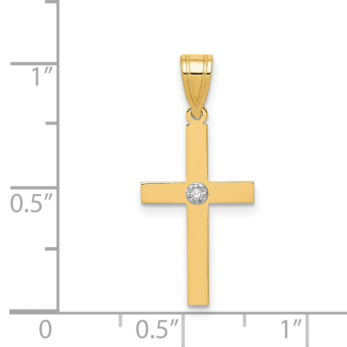 .01ct. Diamond Cross 19x12mm Charm Pendant in Real 14k Yellow Gold