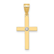 .01ct. Diamond Cross 19x12mm Charm Pendant in Real 14k Yellow Gold