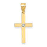 .01ct. Diamond Cross 19x12mm Charm Pendant in Real 14k Yellow Gold