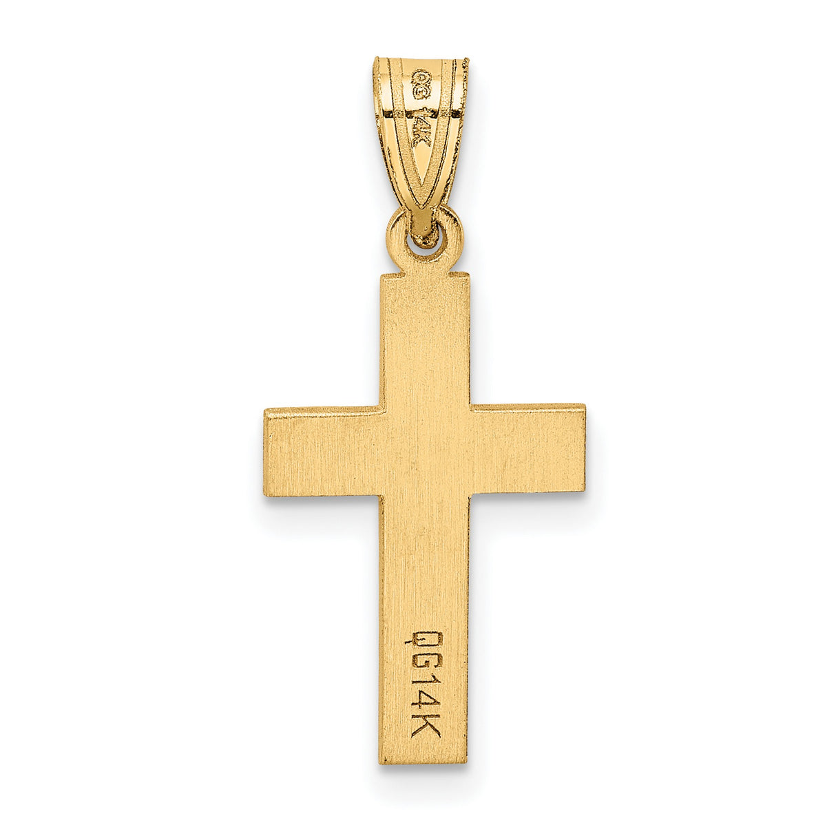 .01ct. Diamond Cross 19x12mm Charm Pendant in Real 14k Yellow Gold