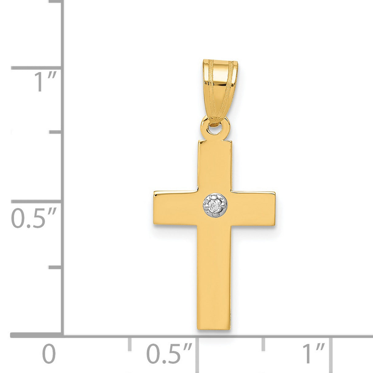 .01ct. Diamond Cross 19x12mm Charm Pendant in Real 14k Yellow Gold