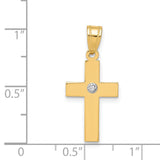 .01ct. Diamond Cross 19x12mm Charm Pendant in Real 14k Yellow Gold