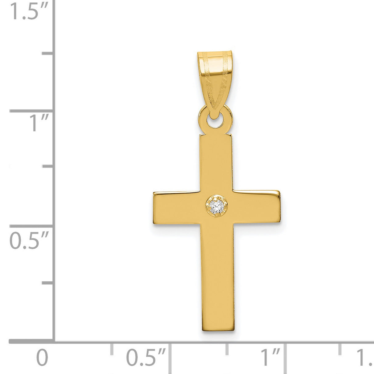 .02ct. Diamond Cross 22x15mm Charm Pendant in Real 14k Yellow Gold