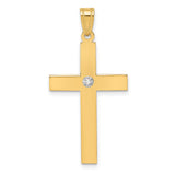 .02ct. Diamond Cross 28x18mm Charm Pendant in Real 14k Yellow Gold