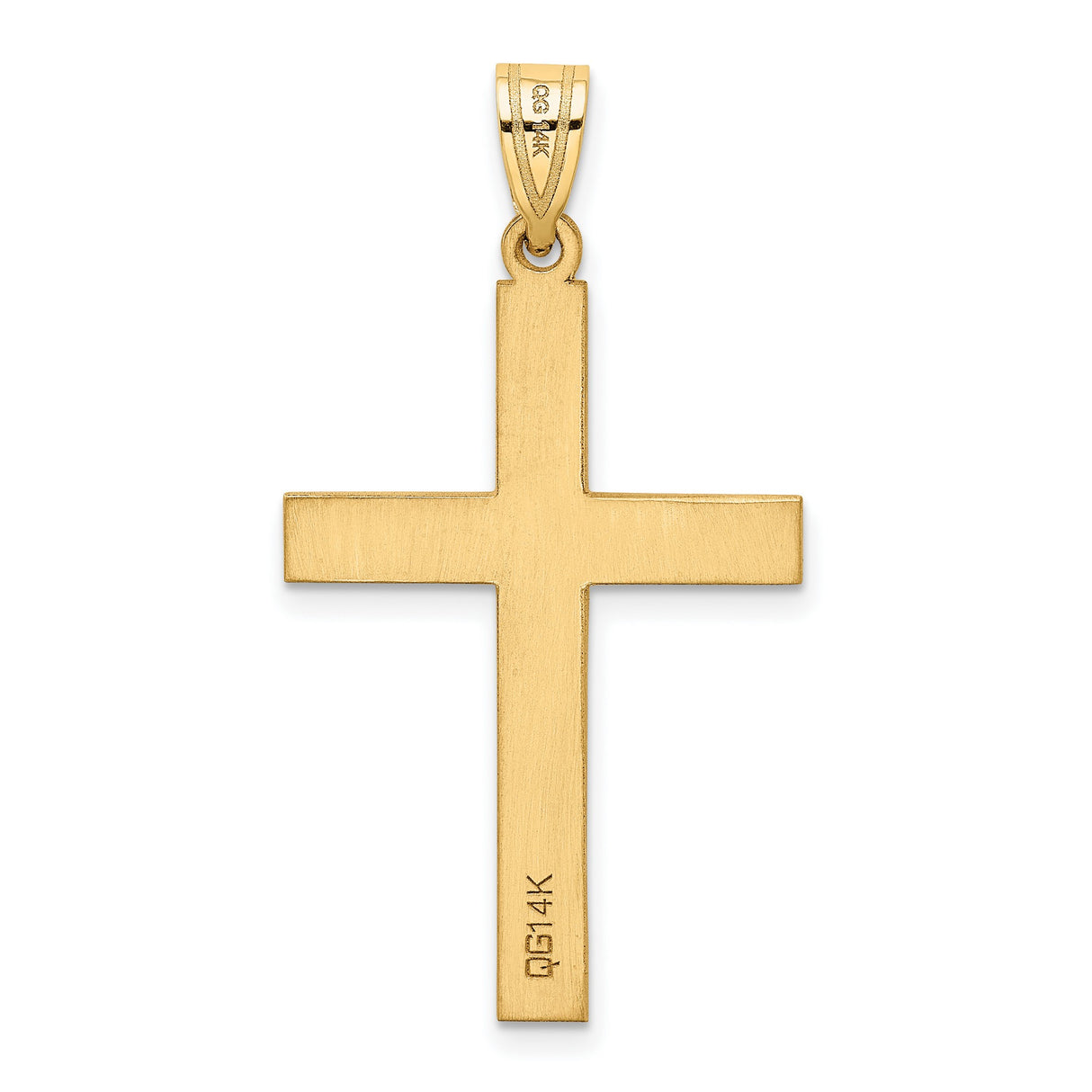 .02ct. Diamond Cross 30x21mm Charm Pendant in Real 14k Yellow Gold