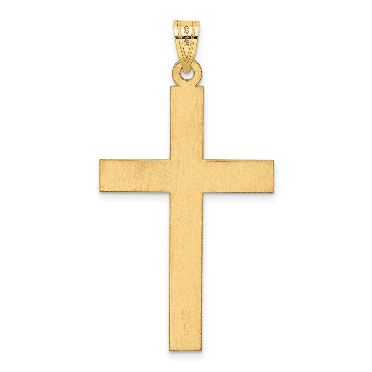 .03ct. Diamond Cross 40x25mm Charm Pendant in Real 14k Yellow Gold