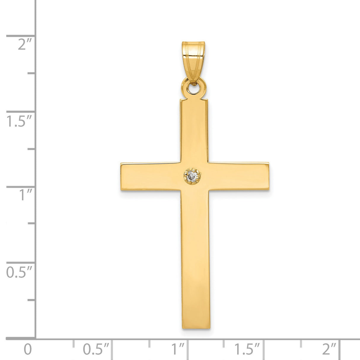 .03ct. Diamond Cross 40x25mm Charm Pendant in Real 14k Yellow Gold