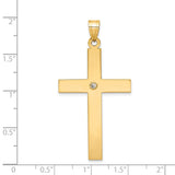 .03ct. Diamond Cross 40x25mm Charm Pendant in Real 14k Yellow Gold