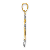 Diamond-Cut Fleur De Lis Cross Charm Pendant in Real 14k Multi-Tone Gold