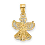 Full Body Angel With Heart Charm Pendant in Real 14k Yellow Gold