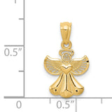 Full Body Angel With Heart Charm Pendant in Real 14k Yellow Gold