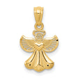 Full Body Angel With Heart Charm Pendant in Real 14k Yellow Gold