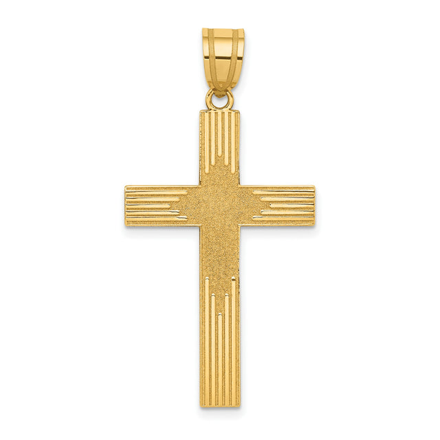 Engravable Latin Cross Charm Pendant in Real 14k Yellow Gold