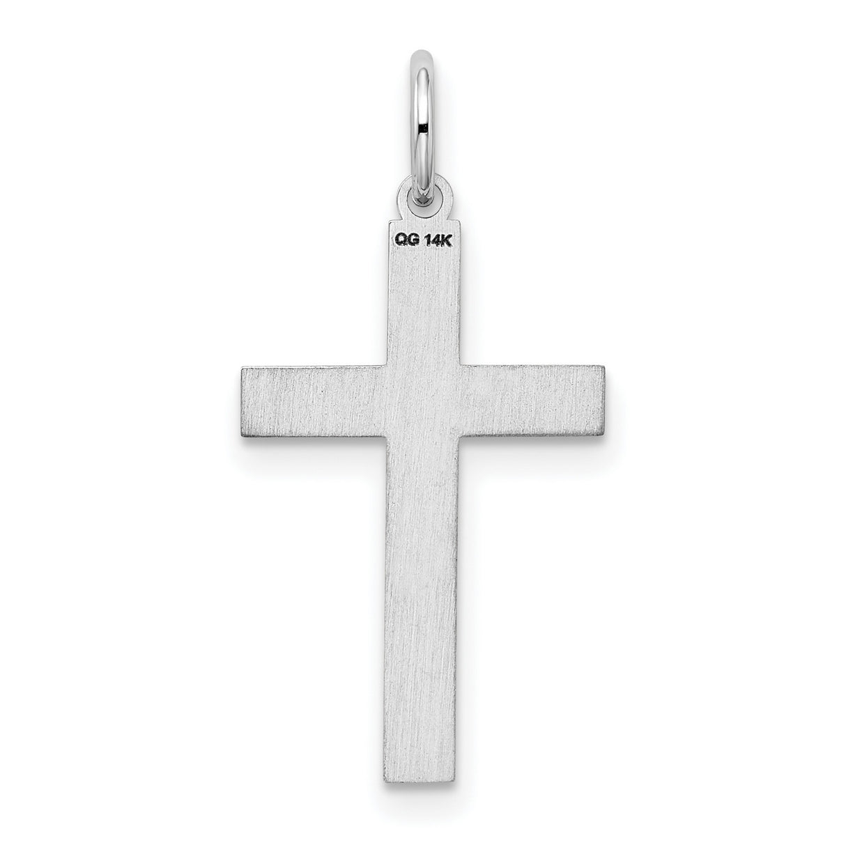 Engravable Latin Cross Charm Pendant in Real 14k White Gold