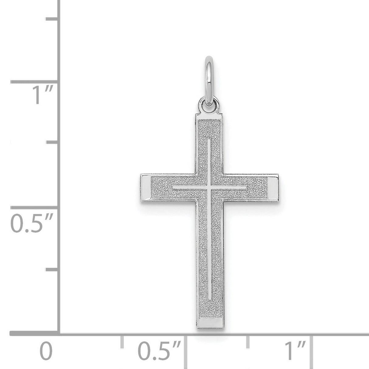 Engravable Latin Cross Charm Pendant in Real 14k White Gold