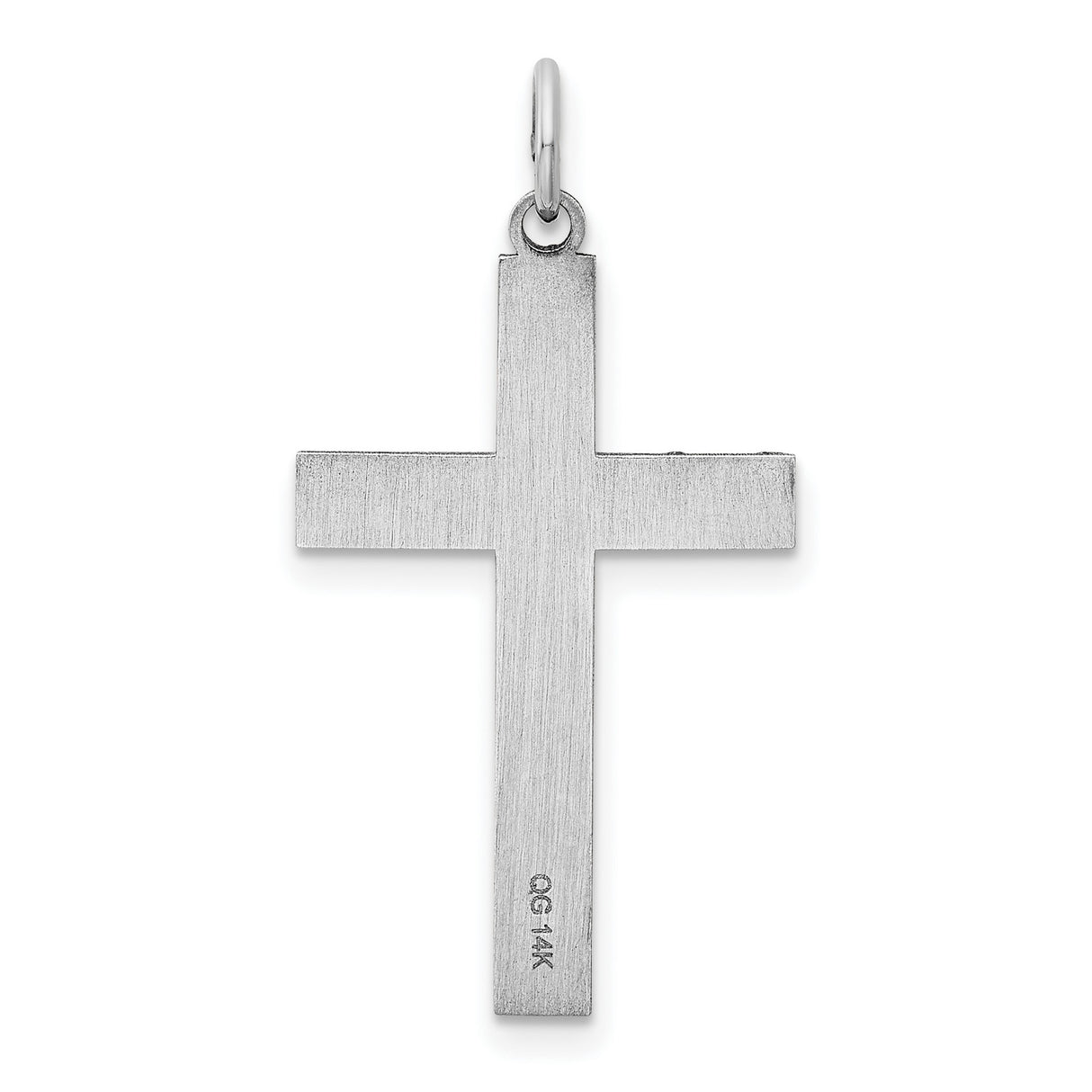 Engravable Latin Cross Charm Pendant in Real 14k White Gold