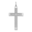 Engravable Latin Cross Charm Pendant in Real 14k White Gold