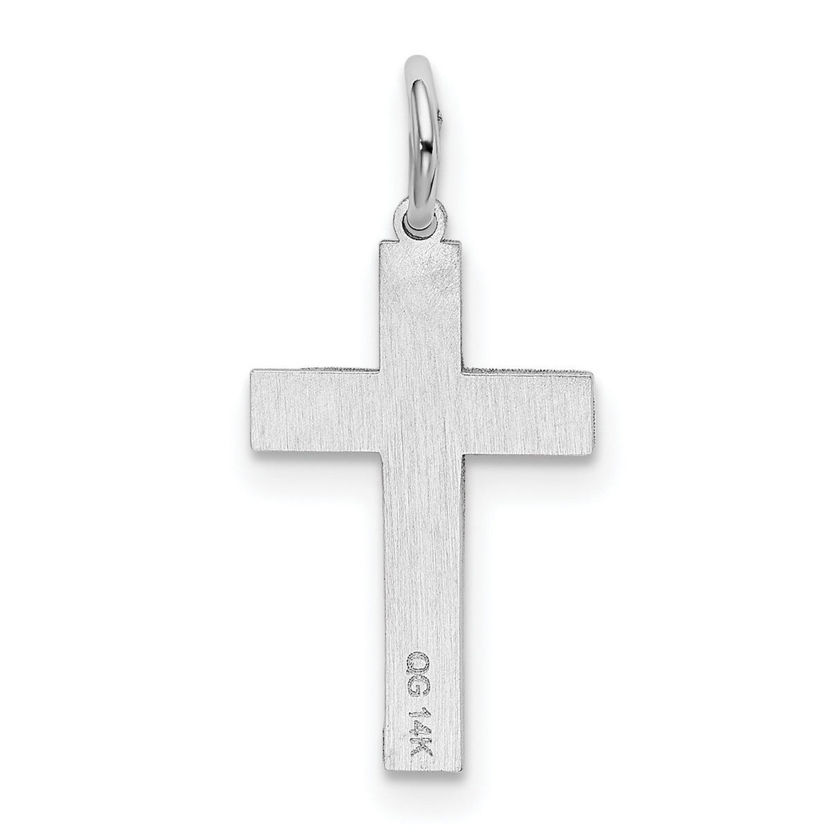 Latin Cross Charm Pendant in Real 14k White Gold