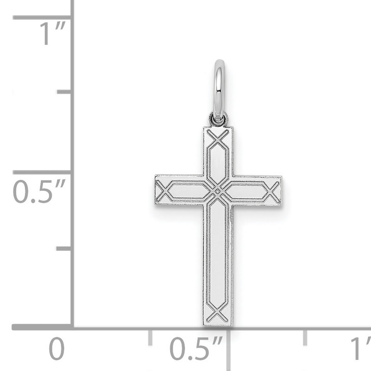 Latin Cross Charm Pendant in Real 14k White Gold