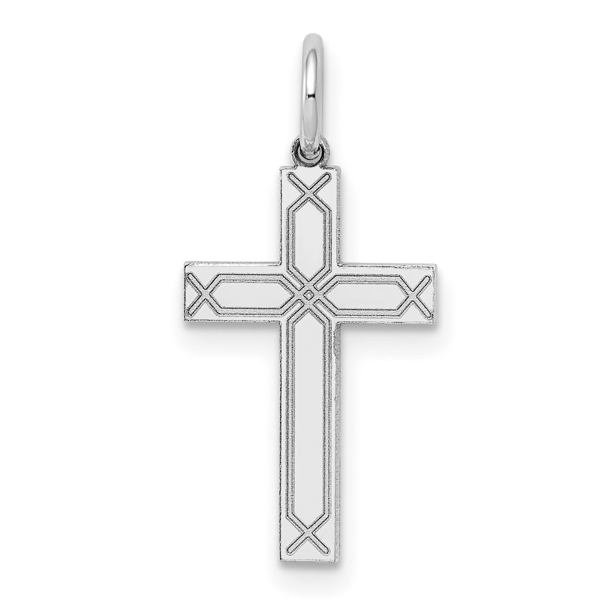 Latin Cross Charm Pendant in Real 14k White Gold