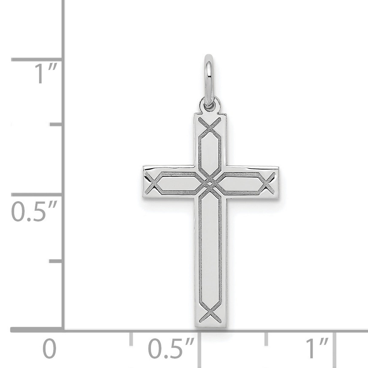 Latin Cross Charm Pendant in Real 14k White Gold