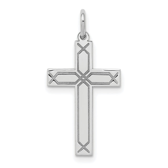 Latin Cross Charm Pendant in Real 14k White Gold