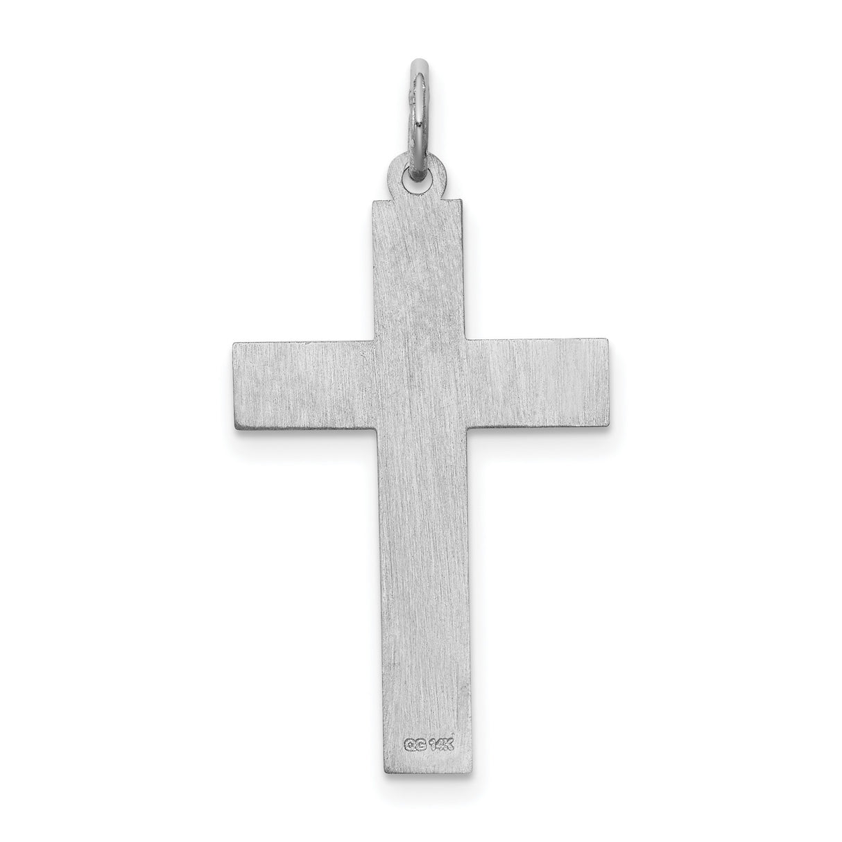 Engravable Latin Cross Charm Pendant in Real 14k White Gold