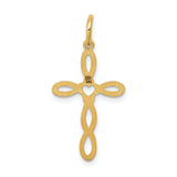 14k Yellow Gold Infinity Cross Pendant with Heart, Openwork Christian Symbol for Women