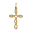 14k Yellow Gold Infinity Cross Pendant with Heart, Openwork Christian Symbol for Women