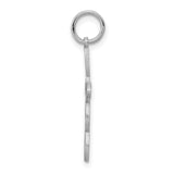 Open Ribbon Style Latin Cross Charm Pendant in Real 14k White Gold