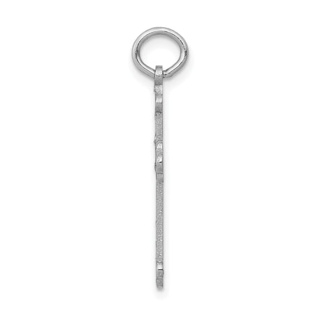 14k White Gold Patonce Cross Pendant with Flared Edges and Diamond Accent for Women