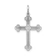 14k White Gold Patonce Cross Pendant with Flared Edges and Diamond Accent for Women