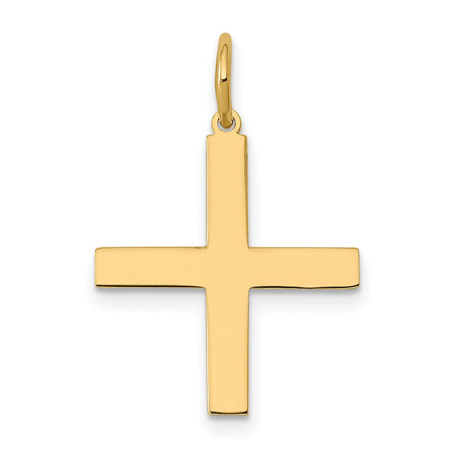 Solid Greek Cross Charm Pendant in Real 14k Yellow Gold