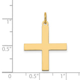 Solid Greek Cross Charm Pendant in Real 14k Yellow Gold