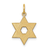 Laser Etched Star Of David Charm Pendant in Real 14k Yellow Gold