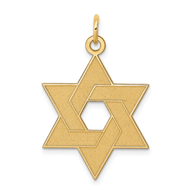 14k Yellow Gold Star of David Pendant with Interlocking Design, Jewish Symbolic Charm