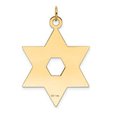 14k Yellow Gold Star of David Pendant, Textured Interlocking Triangles, Jewish Faith Jewelry
