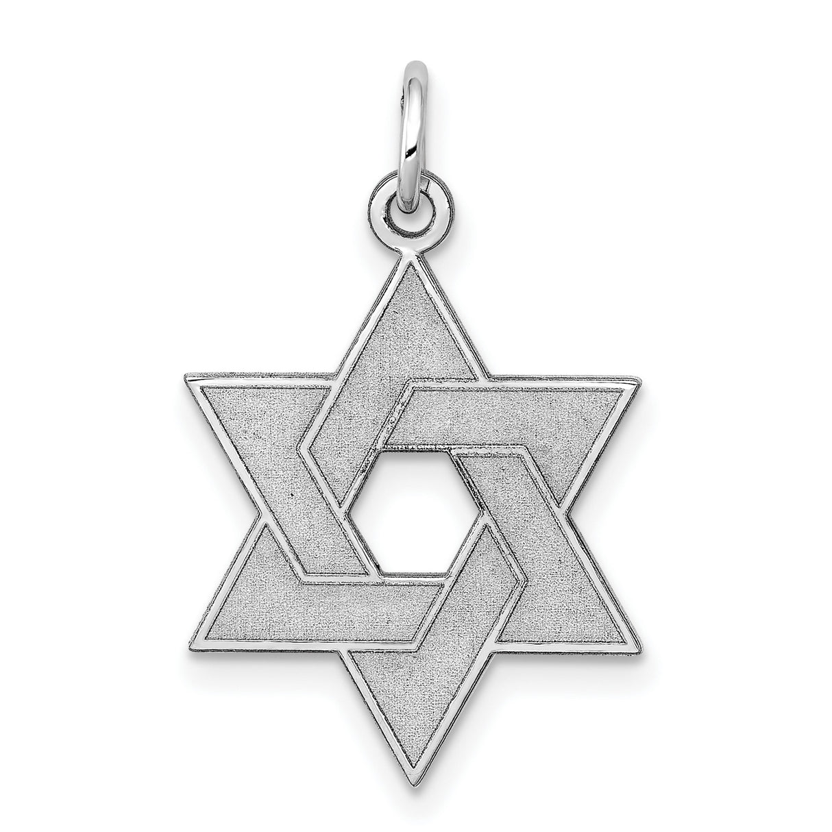 14k White Gold Star of David Pendant with Interlocking Hexagram Design