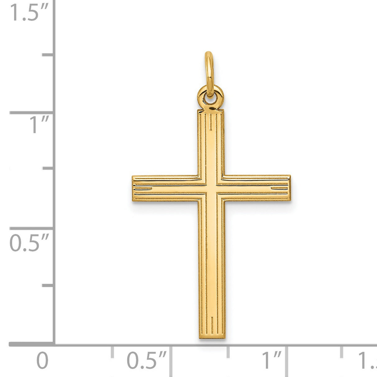 Engravable Latin Cross Charm Pendant in Real 14k Yellow Gold