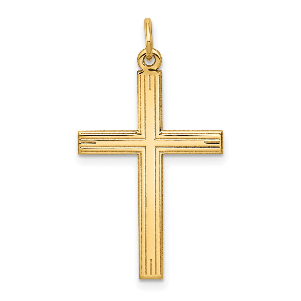 Engravable Latin Cross Charm Pendant in Real 14k Yellow Gold